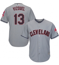 Youth Majestic Cleveland Indians #13 Omar Vizquel Authentic Grey Road Cool Base MLB Jersey