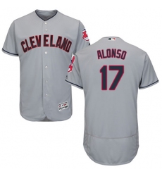 Men's Majestic Cleveland Indians #17 Yonder Alonso Grey Road Flex Base Authentic Collection MLB Jersey