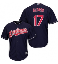 Youth Majestic Cleveland Indians #17 Yonder Alonso Replica Navy Blue Alternate 1 Cool Base MLB Jersey