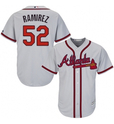 Men's Majestic Atlanta Braves #52 Jose Ramirez Replica Grey Road Cool Base MLB Jersey