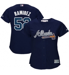 Women's Majestic Atlanta Braves #52 Jose Ramirez Authentic Blue Alternate Road Cool Base MLB Jersey