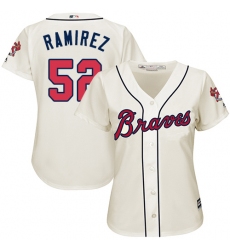 Women's Majestic Atlanta Braves #52 Jose Ramirez Authentic Cream Alternate 2 Cool Base MLB Jersey