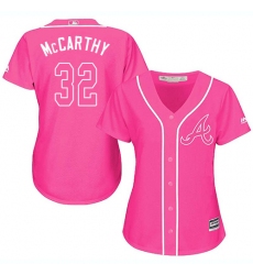 Women's Majestic Atlanta Braves #32 Brandon McCarthy Replica Pink Fashion Cool Base MLB Jersey