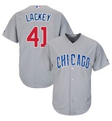 Men's Majestic Chicago Cubs #41 Steve Cishek Replica Grey Road Cool Base MLB Jersey