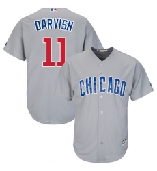 Men's Majestic Chicago Cubs #11 Yu Darvish Replica Grey Road Cool Base MLB Jersey