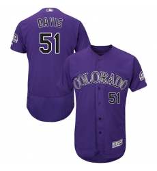 Men's Majestic Colorado Rockies #71 Wade Davis Purple Alternate Flex Base Authentic Collection MLB Jersey
