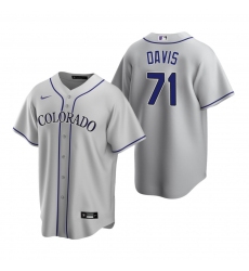 Men's Nike Colorado Rockies #71 Wade Davis Gray Road Stitched Baseball Jersey