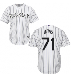 Youth Majestic Colorado Rockies #71 Wade Davis Authentic White Home Cool Base MLB Jersey