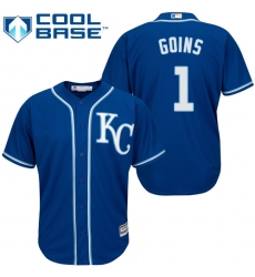 Youth Majestic Kansas City Royals #1 Ryan Goins Replica Blue Alternate 2 Cool Base MLB Jersey