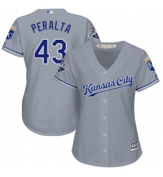 Women's Majestic Kansas City Royals #43 Wily Peralta Replica Grey Road Cool Base MLB Jersey