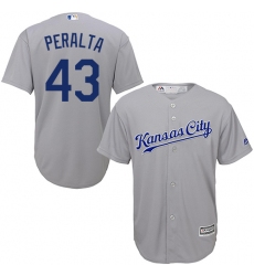 Youth Majestic Kansas City Royals #43 Wily Peralta Authentic Grey Road Cool Base MLB Jersey