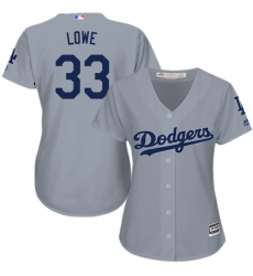 Women's Majestic Los Angeles Dodgers #33 Mark Lowe Replica Grey Road Cool Base MLB Jersey