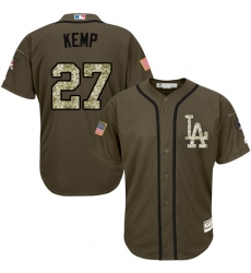 Men's Majestic Los Angeles Dodgers #27 Matt Kemp Authentic Green Salute to Service MLB Jersey