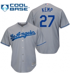 Men's Majestic Los Angeles Dodgers #27 Matt Kemp Replica Grey Road Cool Base MLB Jersey