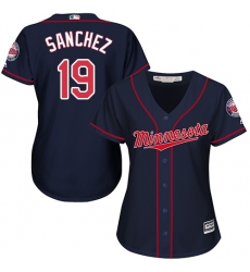 Women's Majestic Minnesota Twins #19 Anibal Sanchez Replica Navy Blue Alternate Road Cool Base MLB Jersey