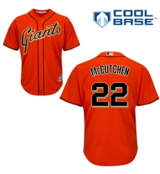 Youth Majestic San Francisco Giants #22 Andrew McCutchen Authentic Orange Alternate Cool Base MLB Jersey