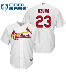 Youth Majestic St. Louis Cardinals #23 Marcell Ozuna Authentic White Home Cool Base MLB Jersey