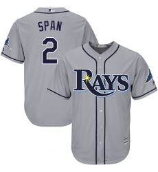 Youth Majestic Tampa Bay Rays #2 Denard Span Replica Grey Road Cool Base MLB Jersey