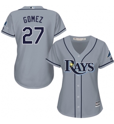 Women's Majestic Tampa Bay Rays #27 Carlos Gomez Replica Grey Road Cool Base MLB Jersey