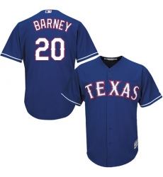 Youth Majestic Texas Rangers #20 Darwin Barney Authentic Royal Blue Alternate 2 Cool Base MLB Jersey