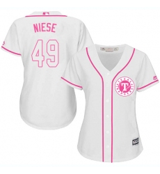 Women's Majestic Texas Rangers #49 Jon Niese Authentic White Fashion Cool Base MLB Jersey