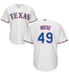 Youth Majestic Texas Rangers #49 Jon Niese Replica White Home Cool Base MLB Jersey