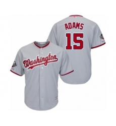 Youth Washington Nationals #15 Matt Adams Authentic Grey Road Cool Base 2019 World Series Champions Baseball Jersey