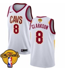 Youth Nike Cleveland Cavaliers #8 Jordan Clarkson Authentic White 2018 NBA Finals Bound NBA Jersey - Association Edition