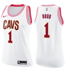 Women's Nike Cleveland Cavaliers #1 Rodney Hood Swingman White/Pink Fashion NBA Jersey