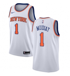 Men's Nike New York Knicks #1 Emmanuel Mudiay Swingman White NBA Jersey - Association Edition