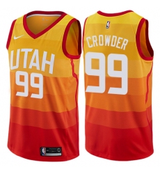 Men's Nike Utah Jazz #99 Jae Crowder Authentic Orange NBA Jersey - City Edition