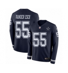 Men's Nike Dallas Cowboys #55 Leighton Vander Esch Limited Navy Blue Therma Long Sleeve NFL Jersey