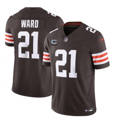 Men's Cleveland Browns #21 Denzel Ward Brown 2025 F.U.S.E. With 2-Star C Vapor Limited Stitched Football Jersey