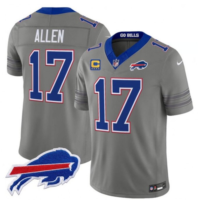 Men's Buffalo Bills #17 Josh Allen Gray F.U.S.E. 2026 Nickel City With 4-Star C Vapor Football Stitched Jersey