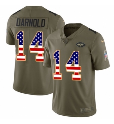 Youth Nike New York Jets #14 Sam Darnold Limited Olive/USA Flag 2017 Salute to Service NFL Jersey