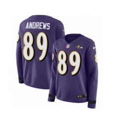 Women's Nike Baltimore Ravens #89 Mark Andrews Limited Purple Therma Long Sleeve NFL Jersey