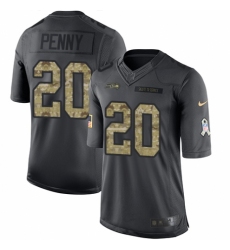 Men's Nike Seattle Seahawks #20 Rashaad Penny Limited Black 2016 Salute to Service NFL Jersey