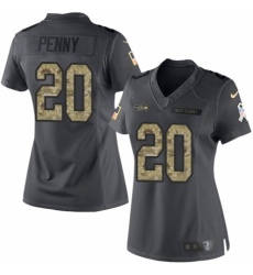 Women's Nike Seattle Seahawks #20 Rashaad Penny Limited Black 2016 Salute to Service NFL Jersey