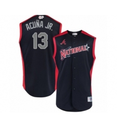 Youth Atlanta Braves #13 Ronald Acuna Jr. Authentic Navy Blue National League 2019 Baseball All-Star Jersey
