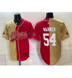 Men's San Francisco 49ers #54 Fred Warner Gold Red Split Stitched Jersey