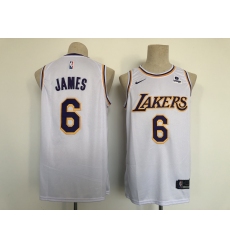 Men's Nike Los Angeles Lakers #6 LeBron James White Swingman Association Edition Jersey