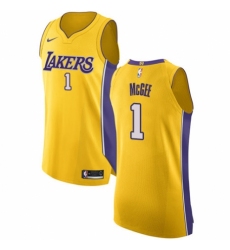 Men's Nike Los Angeles Lakers #1 JaVale McGee Authentic Gold NBA Jersey - Icon Edition