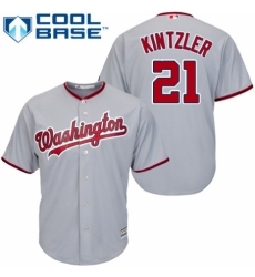Youth Majestic Washington Nationals #21 Brandon Kintzler Authentic Grey Road Cool Base MLB Jersey