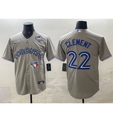 Men's Toronto Blue Jays #22 Ernie Clement Grey 2025 World Series Cool Base Stitched Baseball Jersey