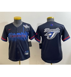 Youth Toronto Blue Jays Team Big Logo Navy 2025 World Series City Connect Limited Stitched Baseball Jersey