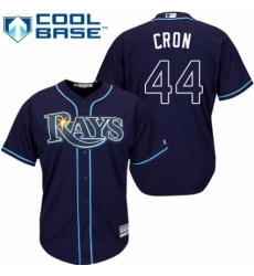 Youth Majestic Tampa Bay Rays #44 C. J. Cron Authentic Navy Blue Alternate Cool Base MLB Jersey