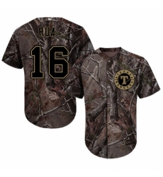Men's Majestic Texas Rangers #16 Ryan Rua Authentic Camo Realtree Collection Flex Base MLB Jersey
