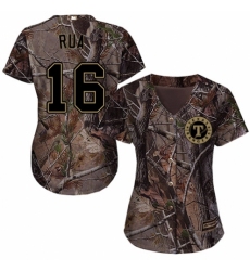 Women's Majestic Texas Rangers #16 Ryan Rua Authentic Camo Realtree Collection Flex Base MLB Jersey
