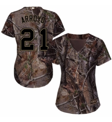 Women's Majestic Tampa Bay Rays #21 Christian Arroyo Authentic Camo Realtree Collection Flex Base MLB Jersey