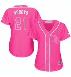 Women's Majestic Tampa Bay Rays #21 Christian Arroyo Replica Pink Fashion Cool Base MLB Jersey